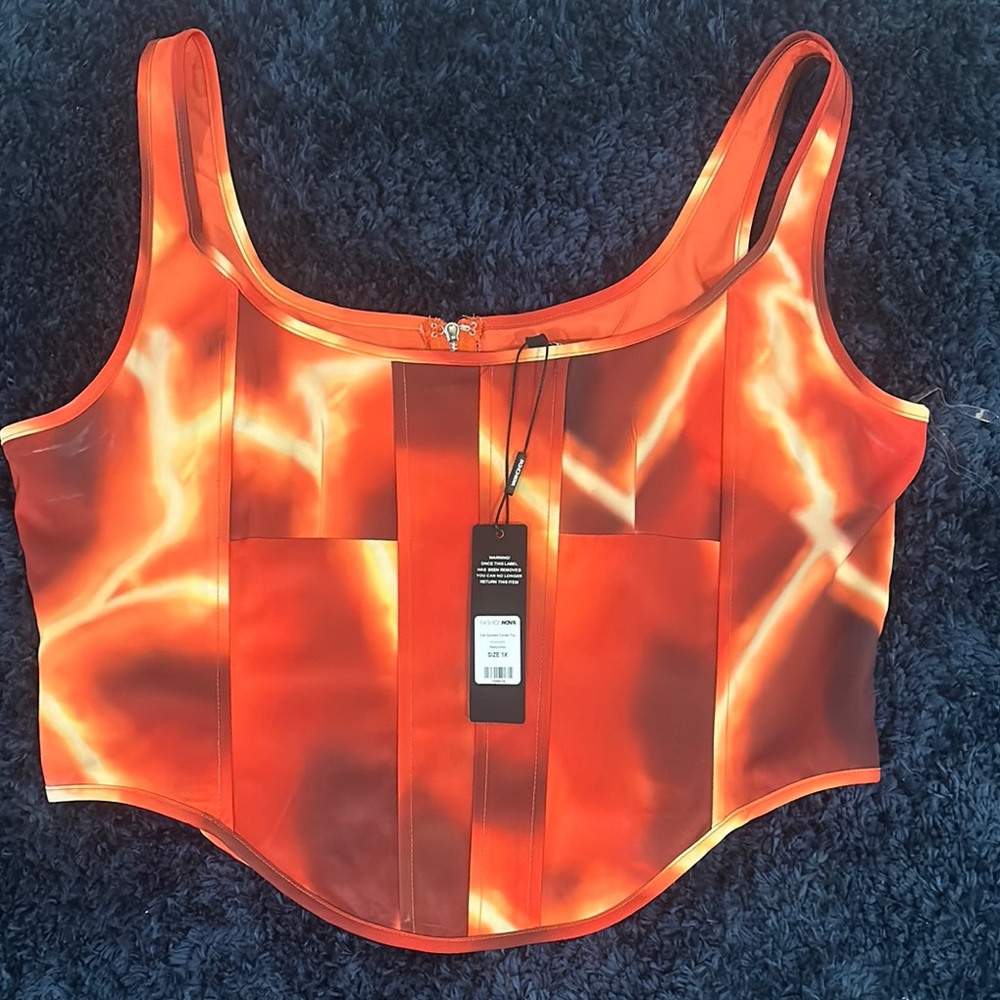 Fashion Nova Radiant Red-Orange Corset Top